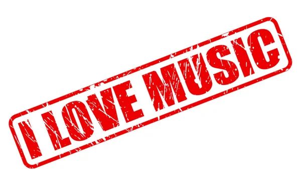 Εγώ αγάπη μουσική κόκκινο κείμενο σφραγίδας — Διανυσματικό Αρχείο