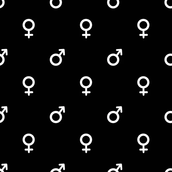 Modèle de signe masculin et féminin sans couture sur noir — Image vectorielle