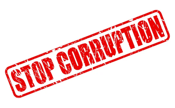 Stop korupcji czerwony znaczek tekstu — Wektor stockowy