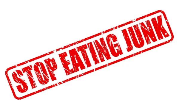 STOP EATING JUNK texte du timbre rouge — Image vectorielle