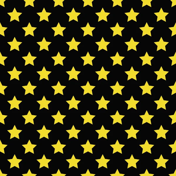 Sömlös gul stjärna mönster på svart — Stock vektor