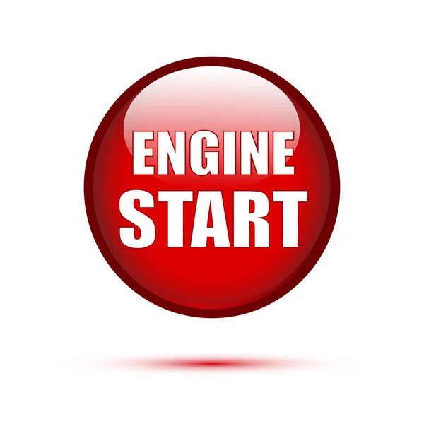 Κόκκινο κουμπί κινητήρα έναρξη σε λευκό — Διανυσματικό Αρχείο
