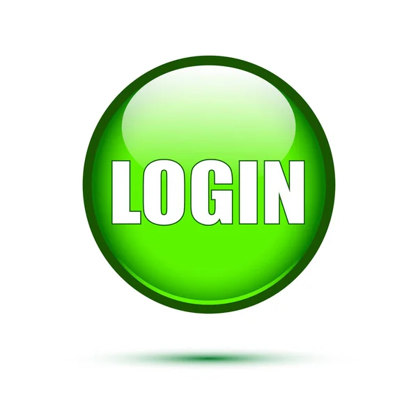 Green glossy login button on white — Stock Vector