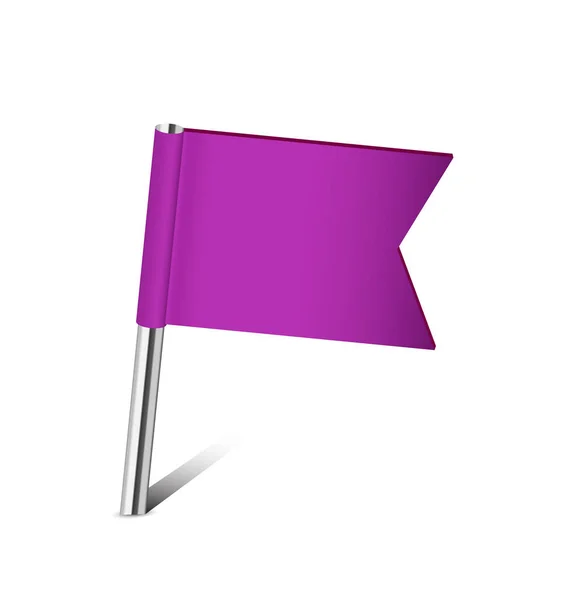 Pino de bandeira violeta no branco — Vetor de Stock