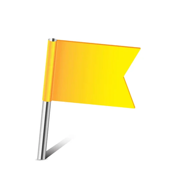Gul flagga pin på vit — Stock vektor