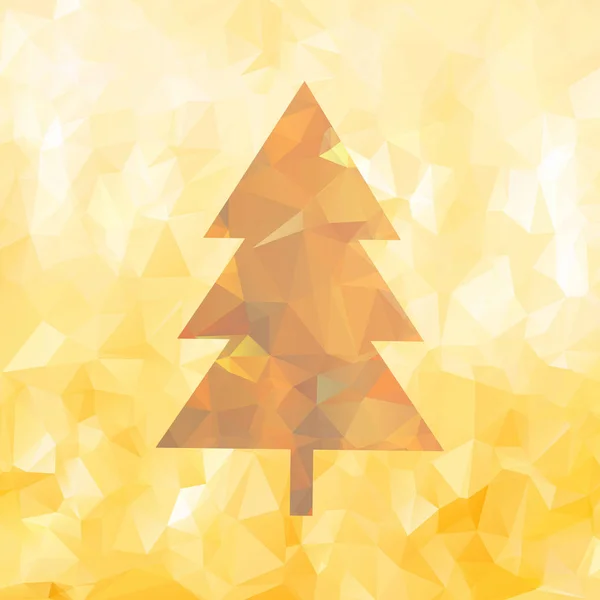 Arbre de Noël sur polygone doré — Image vectorielle