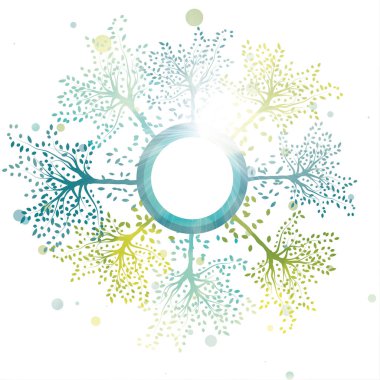 Vektör bahar parlak güneşli arka plan ağaç