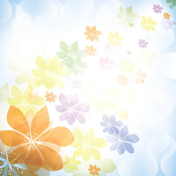 Fondo de primavera de verano colorido con flores — Vector de stock