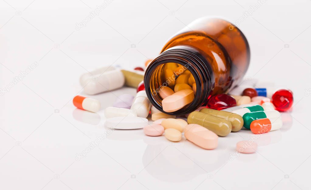 Medicines and drugs on table