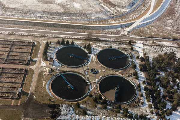 Vue aérienne de la station d'épuration des eaux usées — Photo