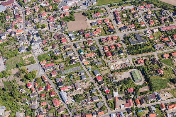 Aerial view of the Otmuchow town center in Poland