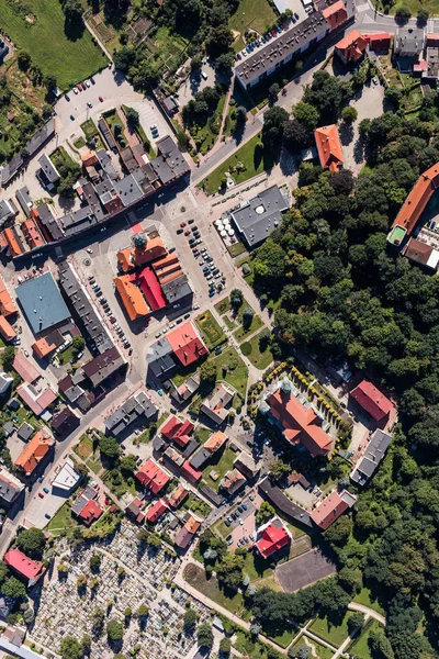 Aerial view of the otmochow town center — Stock Photo, Image