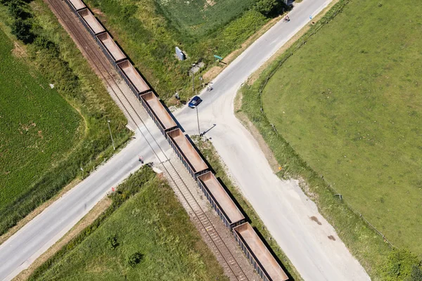 Vista aérea das vias férreas — Fotografia de Stock