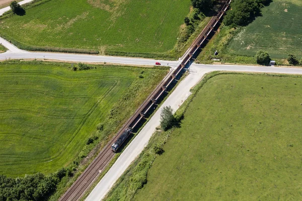 Aerial view of the railway tracks — Stock Photo, Image