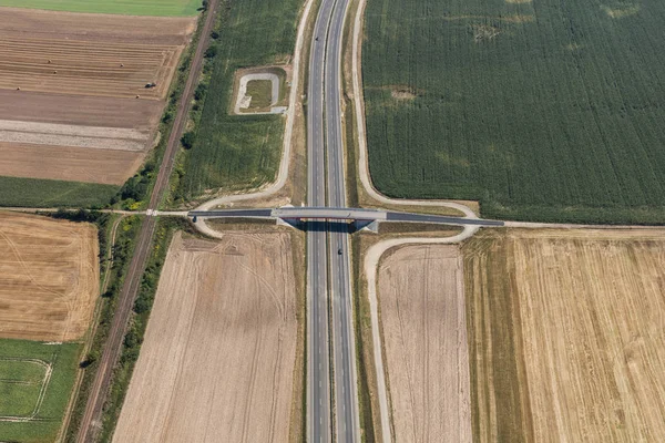 Aerial view of the road near Nysa town — Stock Photo, Image