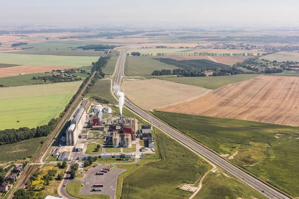 Aerial view of the  factory near Nysa city — Stock Photo, Image