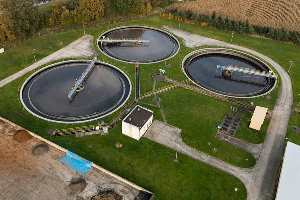 aerial view of sewage treatment plant