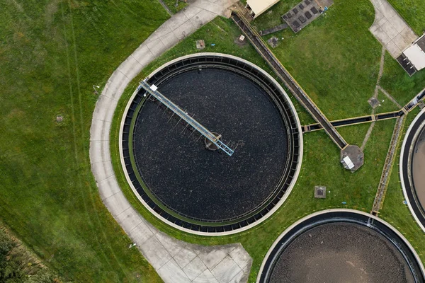 Aerial view of sewage treatment plant — Stock Photo, Image