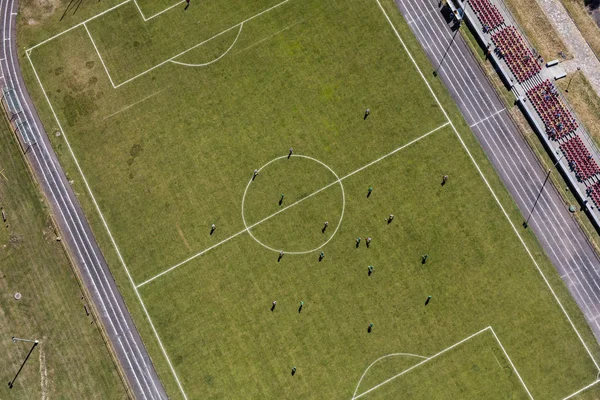 Vue aérienne du terrain de football — Photo