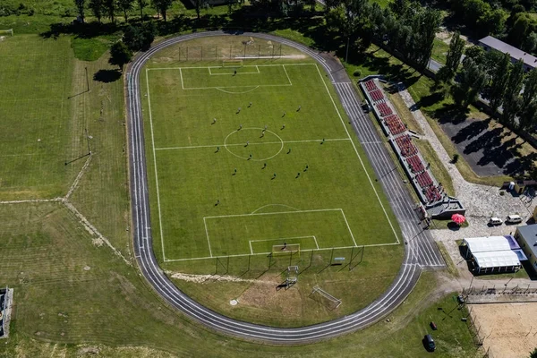 Vue aérienne du terrain de football — Photo