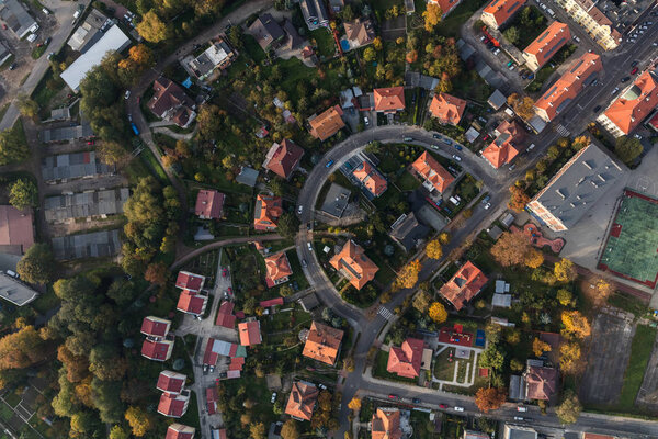 Aerial view of Nysa city center in Poland