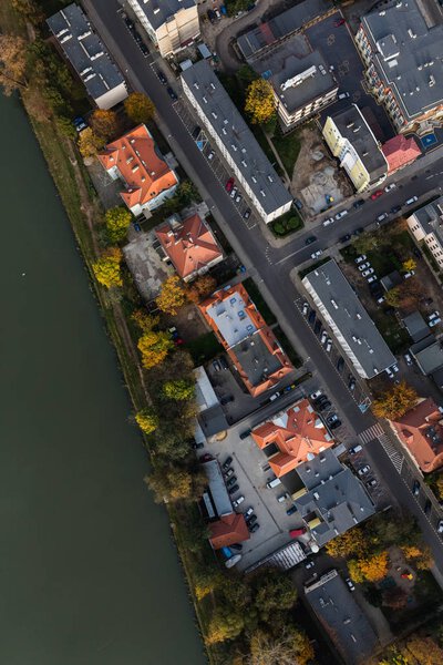 Bird eye view of Nysa city center in Poland
