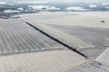 Kış Polonya'da alanları havadan görünümü