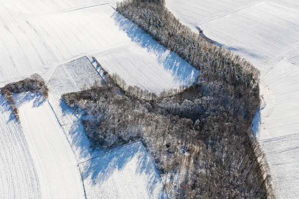 Flygfoto Vintern Fält Polen — Stockfoto