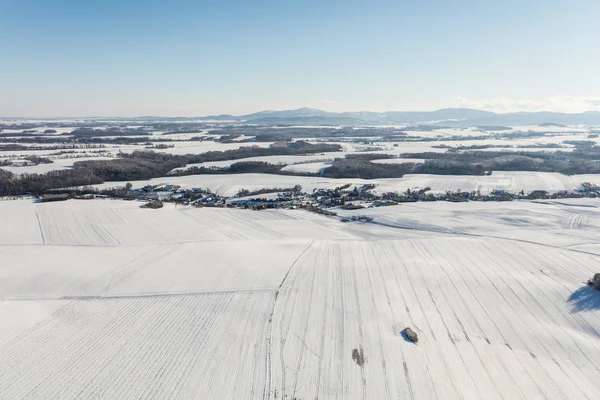 Vue Aérienne Des Champs Hiver Pologne — Photo