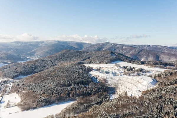 Vue Aérienne Carrière Hiver Lipova Lazne République Tchèque — Photo