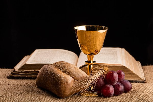 Christian communion composition on the table