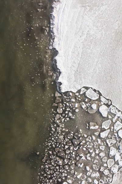 Вид Повітря Танення Льоду Пляжі Дивні Візерунки Крижаних Блоків Зеленій — стокове фото