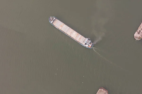 Вид Воздуха Гавань Танкером Зимой — стоковое фото