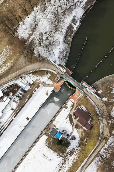 Vista Aérea Los Edificios Cerca Del Canal Agua — Foto de Stock