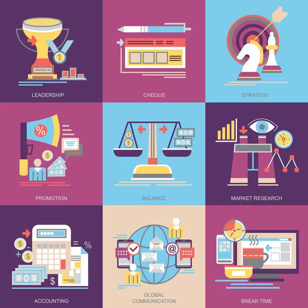 Marketing Finanzas Conjunto Iconos Vectoriales Planos Concepto Conjunto Contiene Iconos — Vector de stock