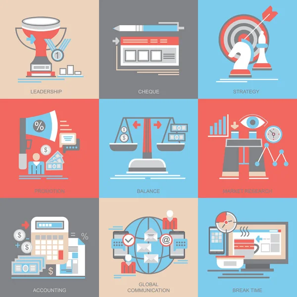 Marketing Finanzas Conjunto Iconos Vectoriales Planos Concepto Conjunto Contiene Iconos — Vector de stock