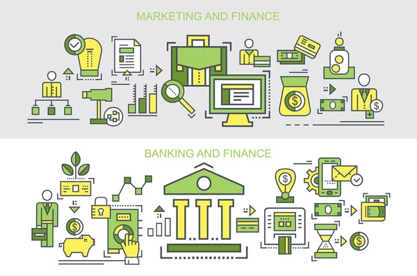 Baner Bankowości Finansów Marketingu Finansów Koncepcja — Wektor stockowy