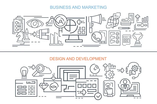 Banner Negocios Marketing Diseño Desarrollo Concepto — Vector de stock