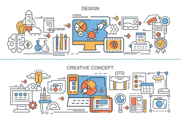 Banner Conceptos Diseño Concepto Creativo — Vector de stock