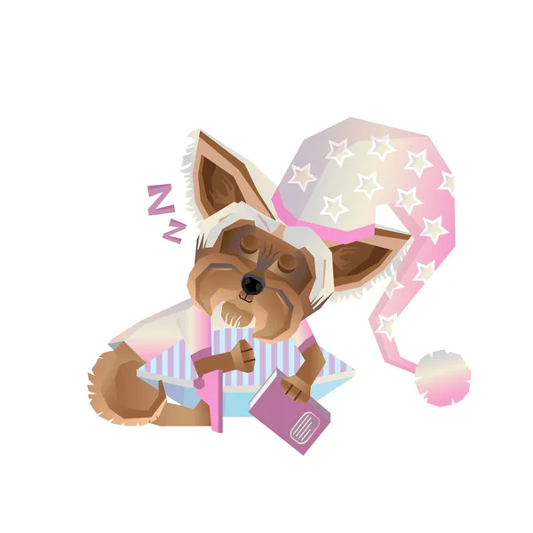 Sticker Hond Emoties Geanimeerde Karakter Slapende Hond — Stockvector