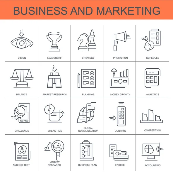 业务和市场营销 一套平面 矢量图标 — 图库矢量图片