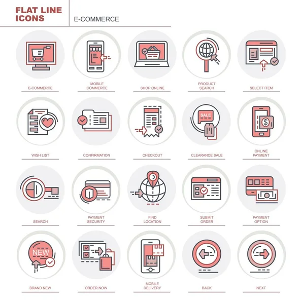 Comercio Conjunto Iconos Vectoriales Planos Lineales Conjunto Contiene Iconos Tales — Archivo Imágenes Vectoriales