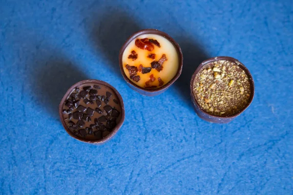 Varios Confitería Dulce Con Caramelos Chocolate Pralinés Caja Chocolates Hecha Imagen de stock