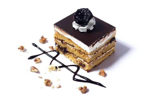 Γλυκό κέικ σε λευκό φόντο Φωτογραφία Αρχείου