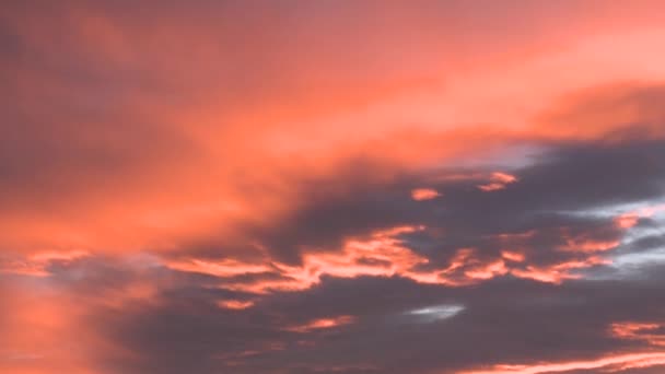 Roter Himmel Sonnenuntergang Bewölkter Abend Sommer — Stockvideo