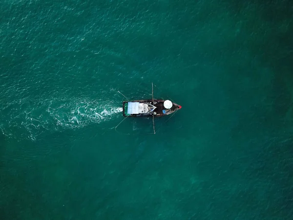 Vissers Werkplek Vissersboot Neergeschoten Met Een Drone Naar Beneden Gericht — Stockfoto