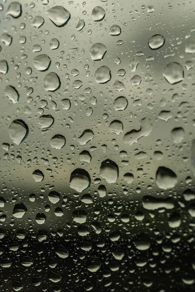 Краплі Дощу Вікні Автомобіля Дощовим Видом Фону Великі Краплі Дрібні — стокове фото