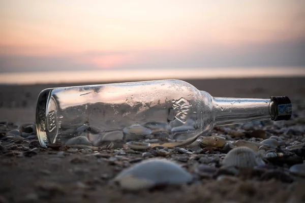 Empty Bottle Shell Beach Vietnam Beautiful Bottle — Stock Photo, Image