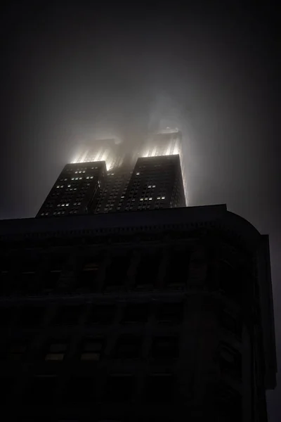 New York city at night during rain and fog, New York city Image