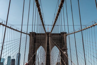 Brooklyn Köprüsü New York şehri görüntüsü, New York Brooklyn Köprüsü 'nün gündoğumu görüntüsü